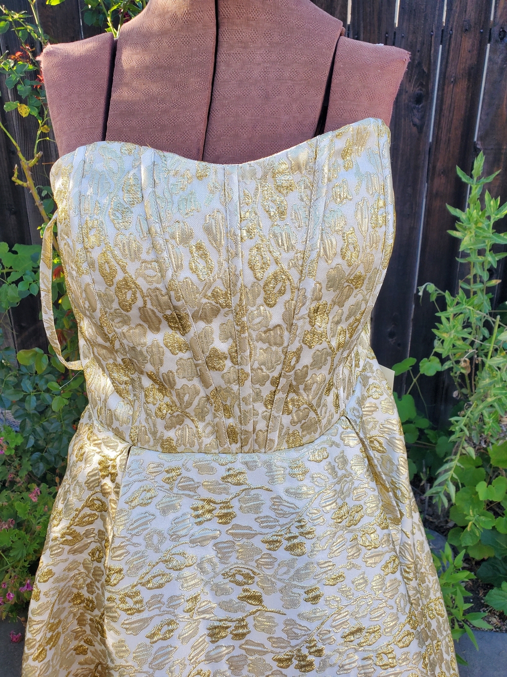 JessaKae Gold Brocade Strapless Fit-and-Flare Dress - Picture 2 of 9
